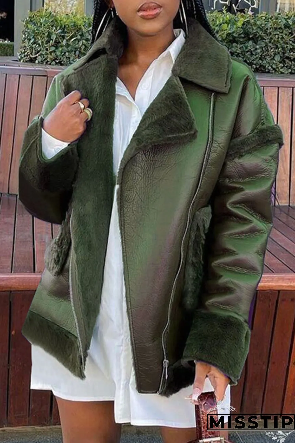 Brown Fashion Casual Solid Patchwork Turndown Collar Outerwear