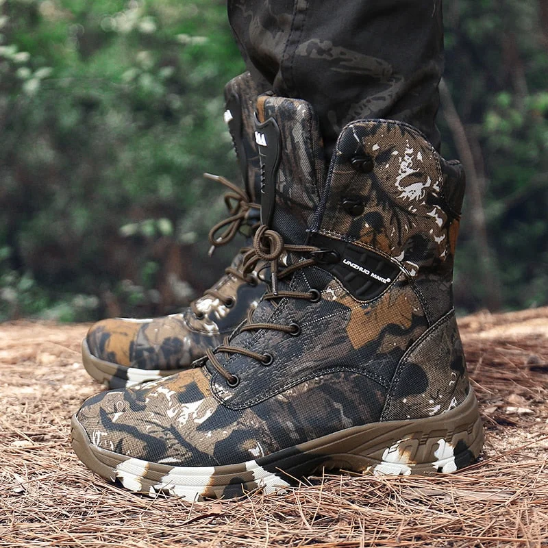 New Waterproof Men Tactical Military Boots Desert Boots Hiking Camouflage High-top Desert Men's Boots Fashion Work Men's shoes