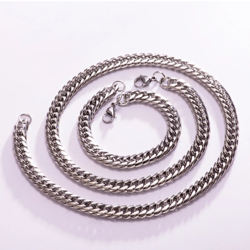 Classic Style Solid Color 304 Stainless Steel 18K Gold Plated Unisex Jewelry Set