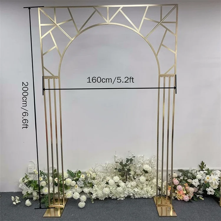 2.56/8ft Gold-Plated Arch Screen Frame Irregular Multi-Bar Wedding Backdrop Square Frame Event Party Props A8082