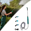 31 Inch Battery Powered Sprayer Wand Rechargeable Electric Sprayer Telescopic Wand with Hose 3 Mist Nozzles for Lawn and Garden