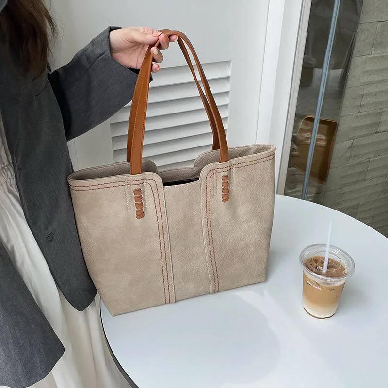 New Fashion Atmosphere Simple Tote Bag Retro Large Capacity Shoulder Portable Commuter Bag Women