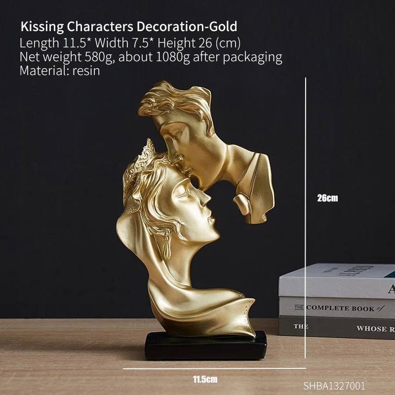 home living room decoration accessories sculpture abstract Lovers statues home decor Kiss sculpture Valentine's Day wedding gift