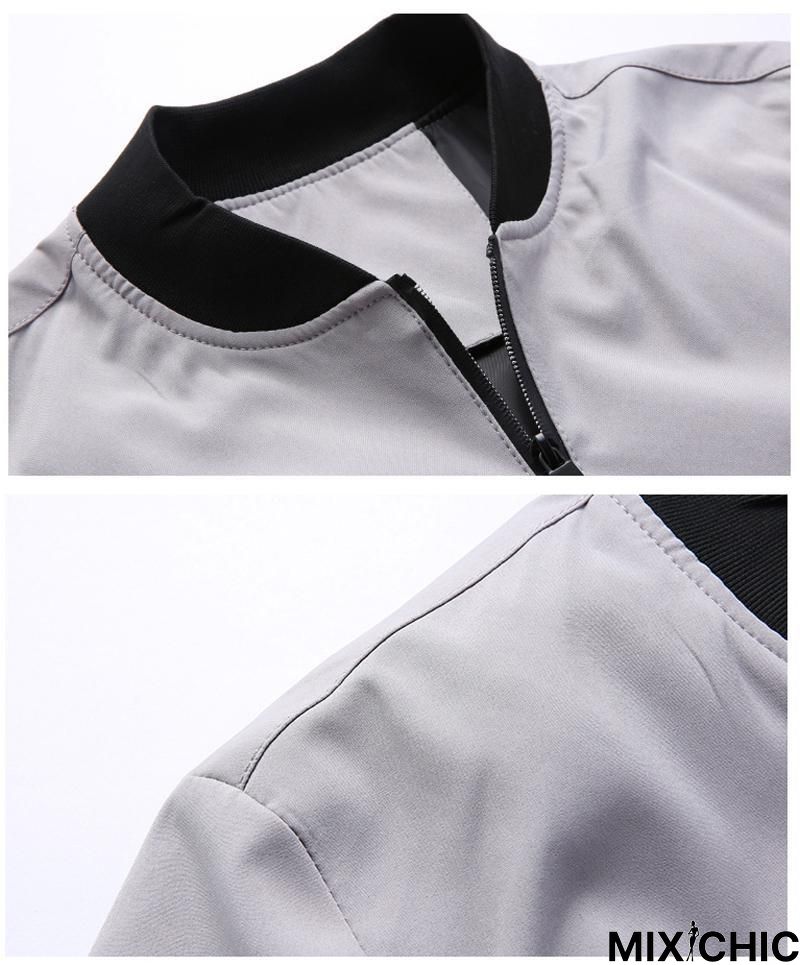 Mens Fashion Baseball Collar Streetwear Hip Hop Coats Outwear Thin Slim Bomber Jackets