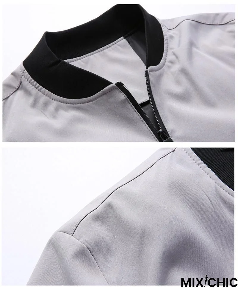 Mens Fashion Baseball Collar Streetwear Hip Hop Coats Outwear Thin Slim Bomber Jackets