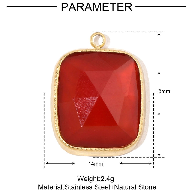 3 PCS/Package 13 * 15mm 14*18MM 15*17mm Titanium Steel Natural Stone Rhinestones Zircon Pentagram Square Pendant Jewelry Accessories