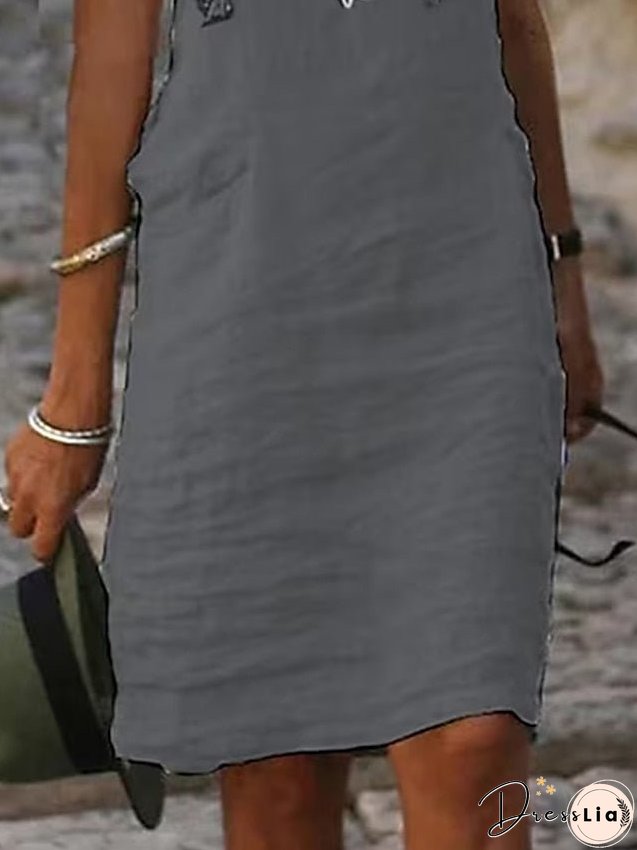 Women's Casual Dress Cotton Linen Dress Shift Dress Midi Dress Cotton Blend Fashion Modern Outdoor Daily Vacation