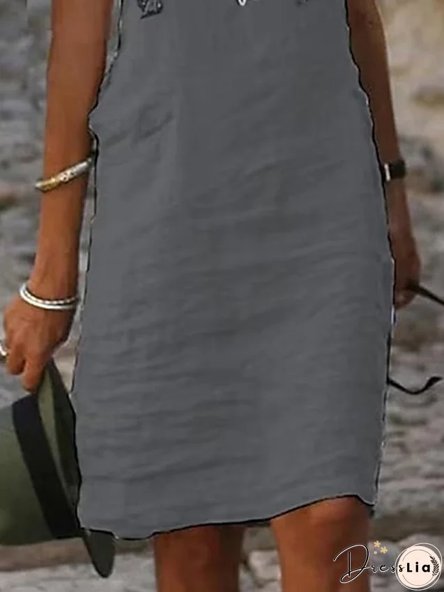 Women's Casual Dress Cotton Linen Dress Shift Dress Midi Dress Cotton Blend Fashion Modern Outdoor Daily Vacation