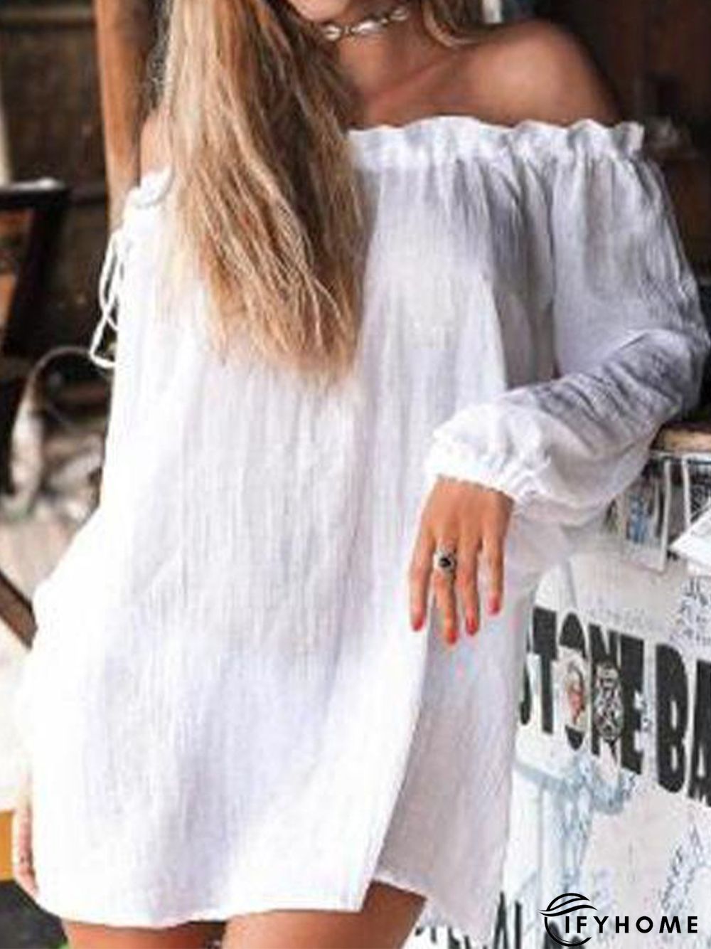 Casual Lace-Up Solid Top | IFYHOME