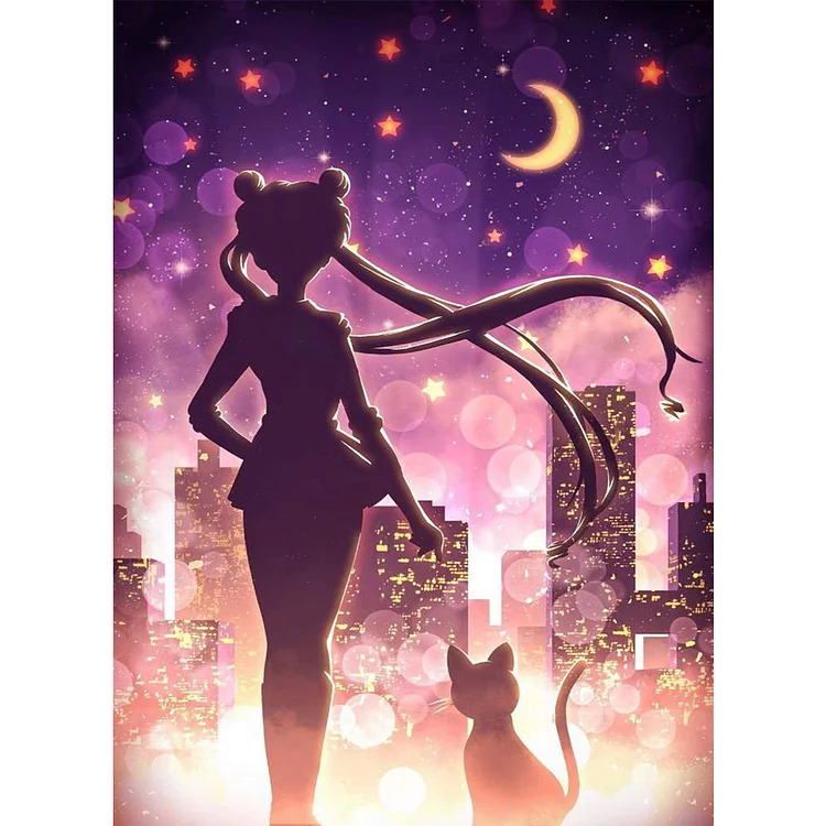 DIY - Sailor Moon-Sailor Moon And Kitten 11CT Stamped Cross Stitch 40*55CM
