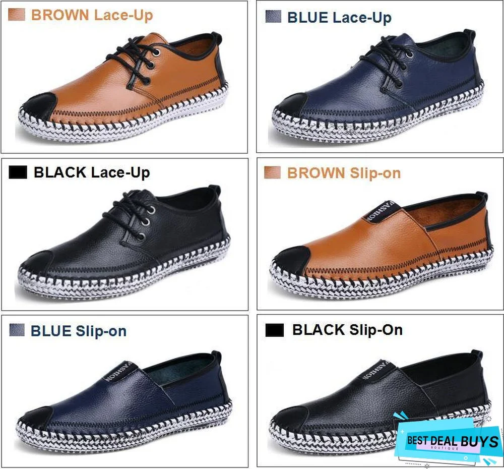 Men Breathable Comfortable Split Leather Men Loafers Flats Casual Shoes