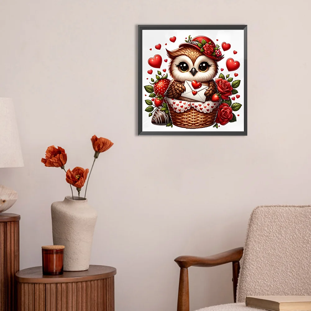 Diamond Painting - Full Round Drill - Love Owl(Canvas|30*30cm)