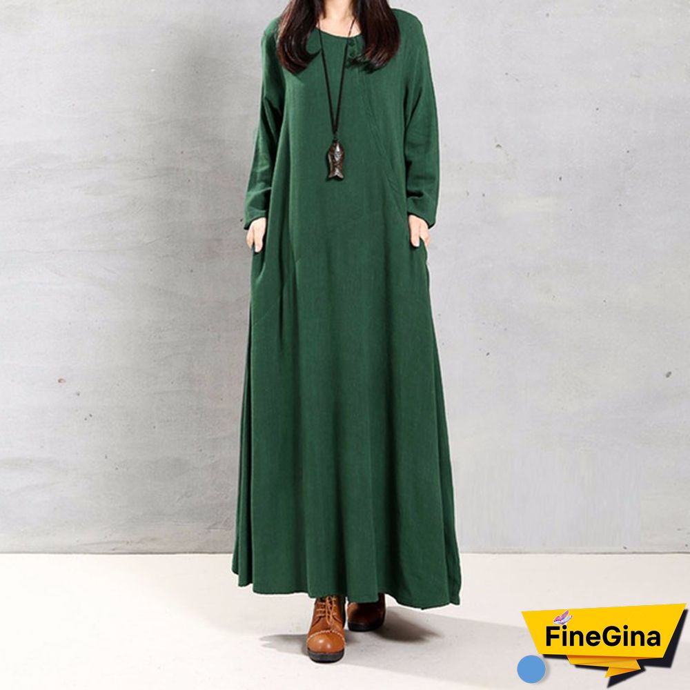 Zanzea Women Autumn Winter Kaftan Caftan Abaya Flare Plus Size Maxi Dress Maxi Dress