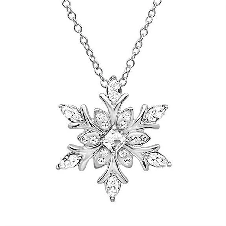 Classy Snowflake Diamond Studded Pendant Necklace