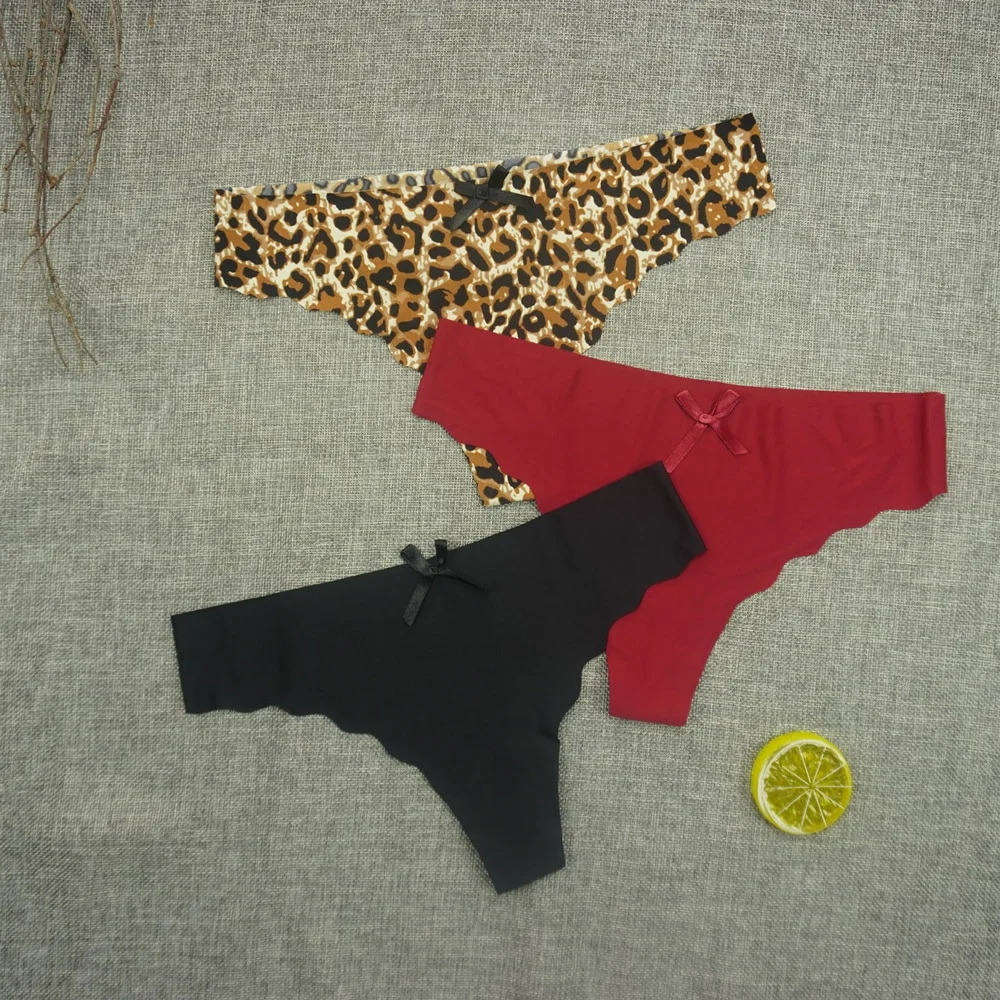 Billionm Plus Size Thong Femme Gstring Seamless Panties Sexy Pack Thongs Woman Low-rise Silk High Quality Panty Leopard S-4XL