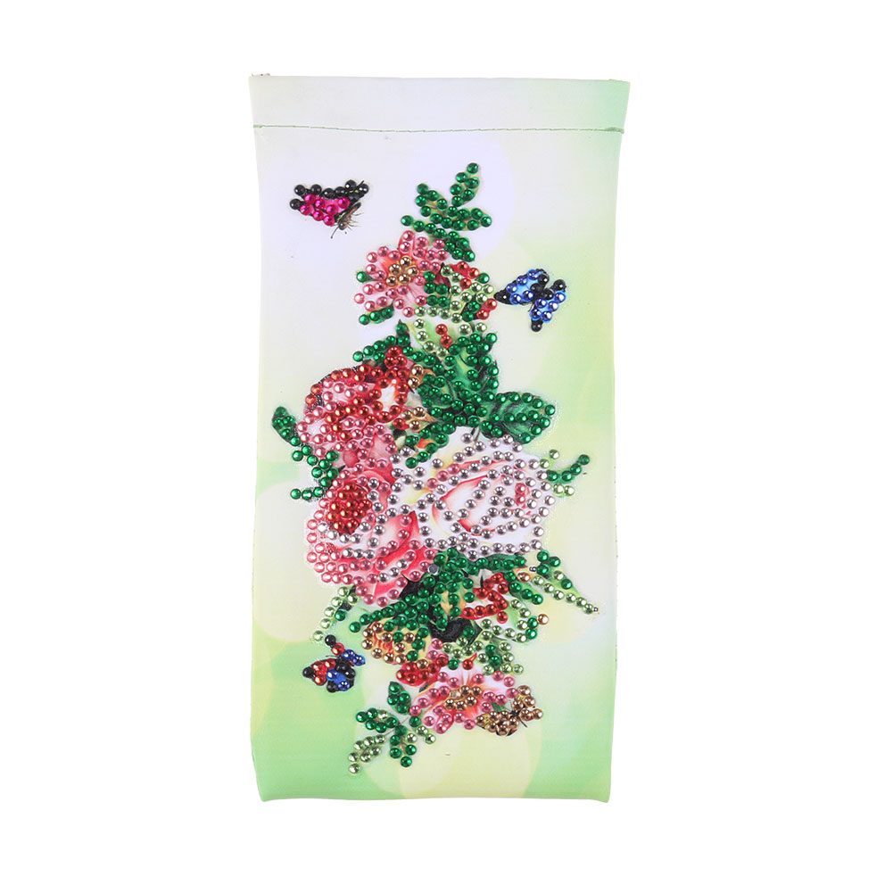 DIY Diamond Painting Glasses Storage Bags Waterproof (YD011) (Flower Butterfly)