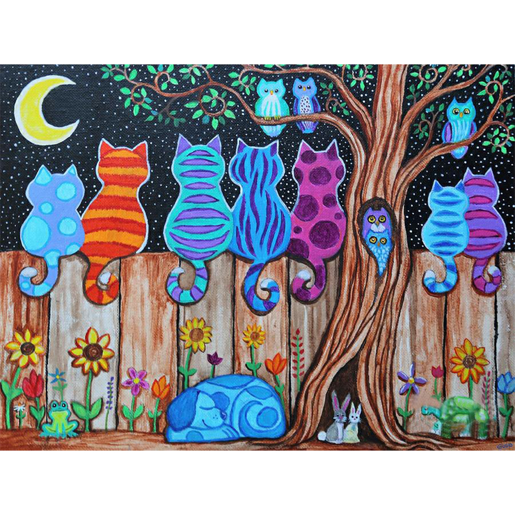 

Colorful Cats Sitting in Rows - Round Drill Diamond Painting - 40*30CM, 501 Original