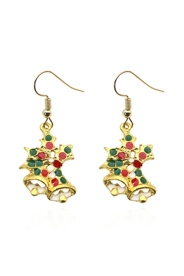 Fashion Lovely Christmas Small Bell Pendant Dangle Earrings Gold-elleschic