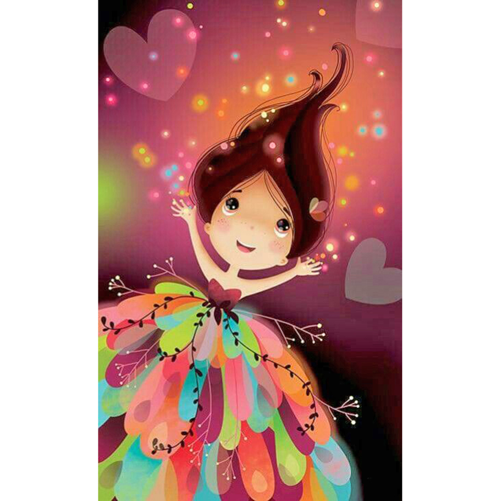 

30*40CM - Rainbow Dress Girl - Round Drill Diamond Painting, 501 Original