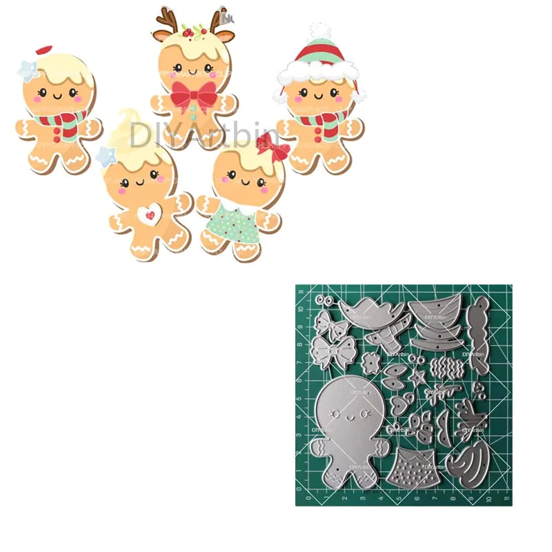 5pcs Gingerbread Cutting Dies Stencil Craft for DIY Christmas Scrapbooking Cut Dies Embossing Paper Birthday