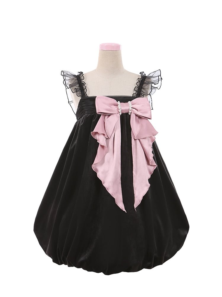[Reservation] Kawaii White/Black Pearl Velvet Bubble Dress / Sweater SP16902