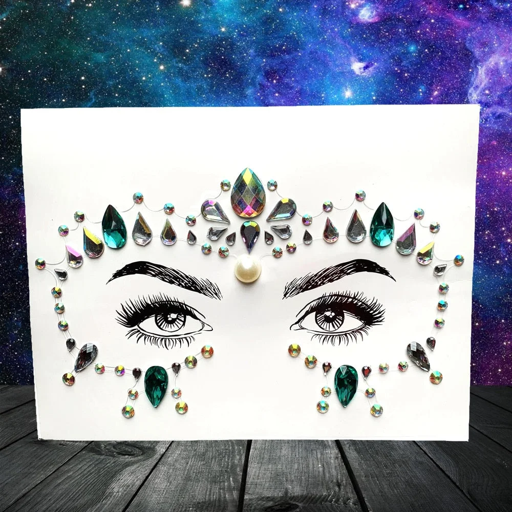 3D Flash Eye Gems Sticker Diamond Face Jewelry Acrylic Resin Drill Body Art For Party Show Rhinestone Forehead Eyebrow Eye Decor