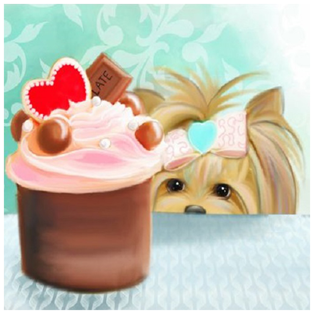 

Puppy Eat Cake - Round Drill Diamond Painting - 30*30CM, 501 Original