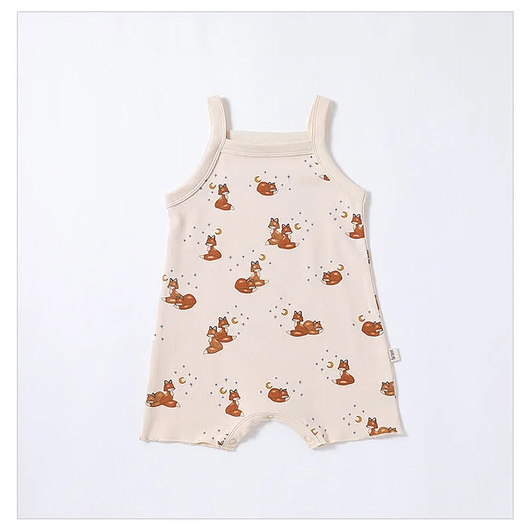 Baby Fox Floral Strap Romper