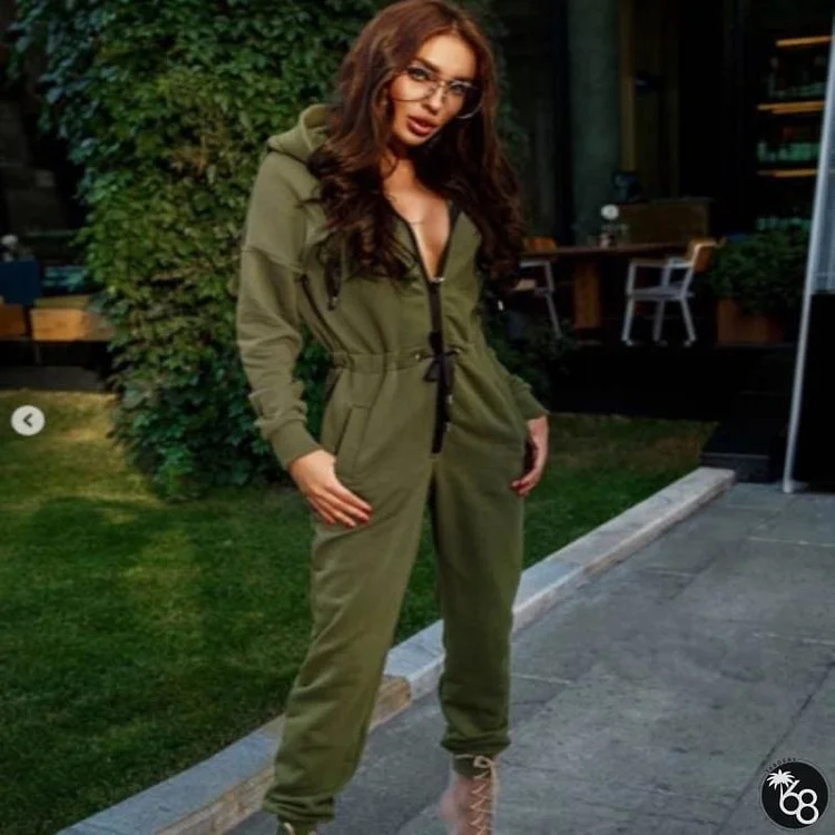 Women Jumpsuit Long Sleeve High Waist Jumpsuit Hoodies Street Wear Drawrsing Jumpsiut Romper Long Trousers | 168DEAL