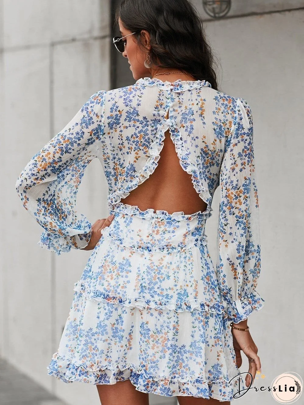 Feminine Floral Dress with V-Neck