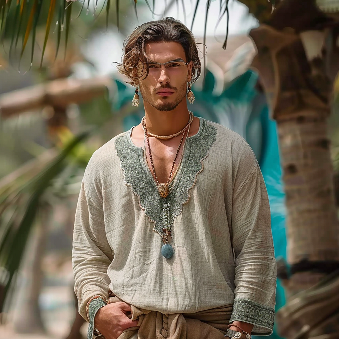 Men's Casual Loose Long Sleeve Shirt-inspireuse