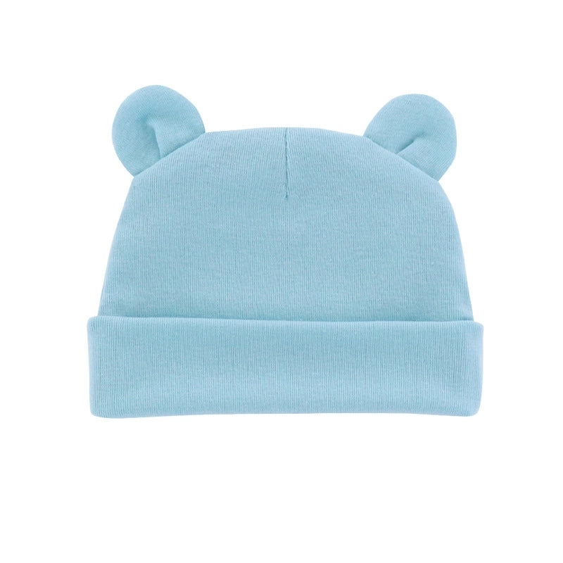 New Infant Fetal Cap Newborn Head Cap Solid Color Ear Hat Boys And Girls Baby Hat A54