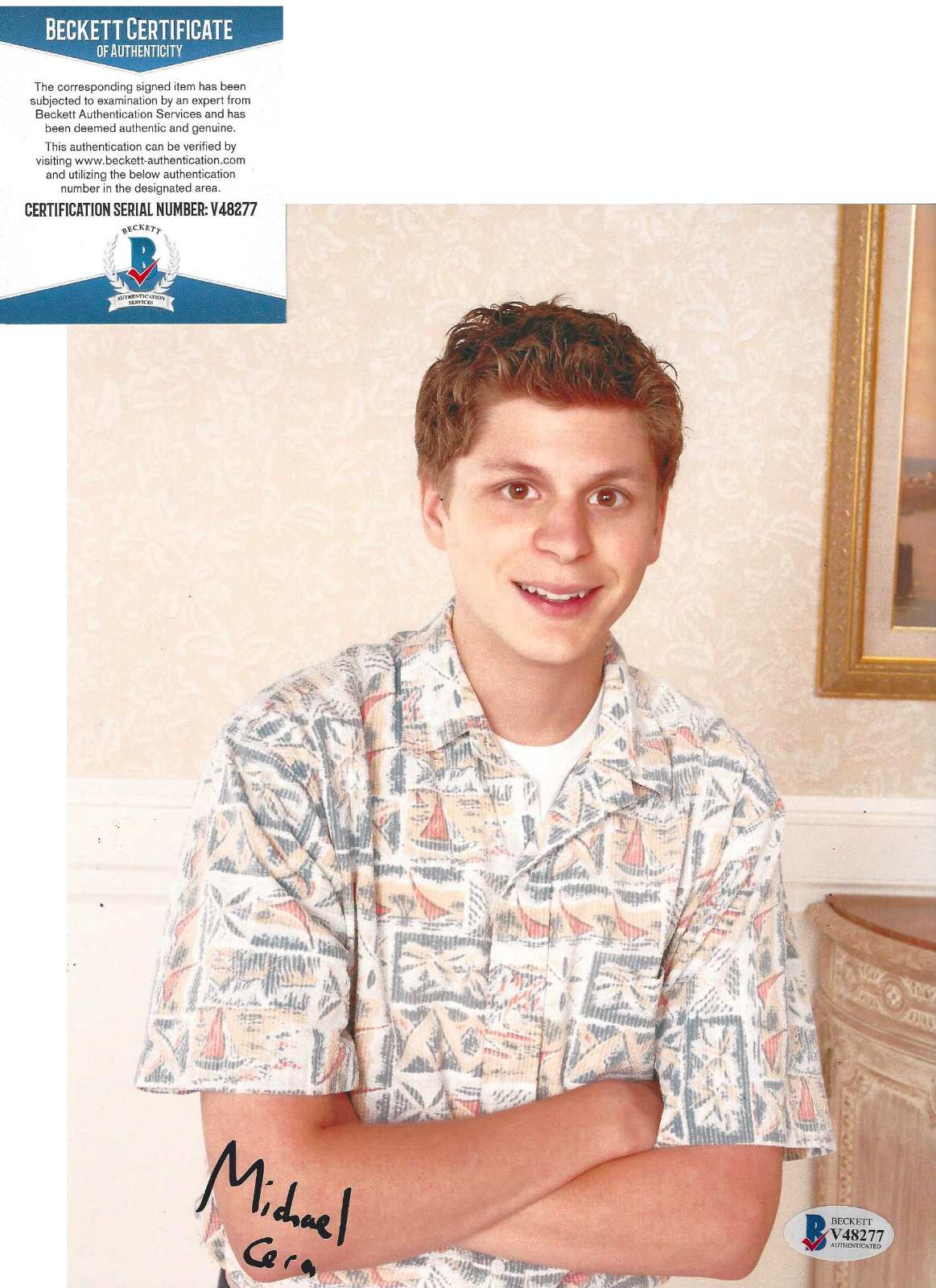 MICHAEL CERA SIGNED ARRESTED DEVELOPMENT GEORGE 8x10 SHOW Photo Poster painting BECKETT COA BAS