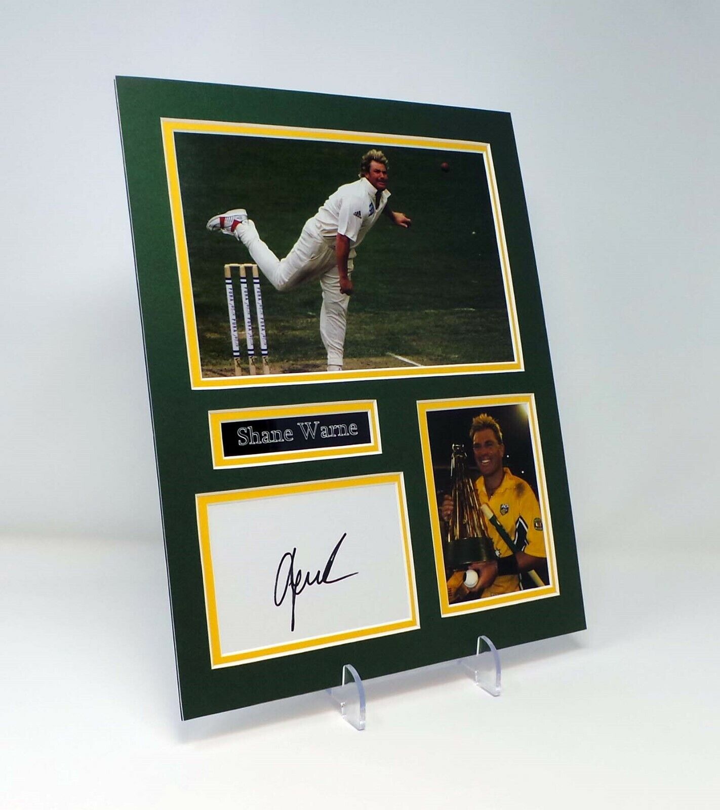 Shane WARNE Signed Mounted Photo Poster painting Display AFTAL COA Australian Cricketer