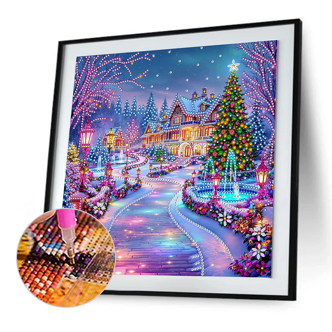 Christmas House - Diamond Painting - Partial Special Shaped Drill(Canvas|30*30cm)