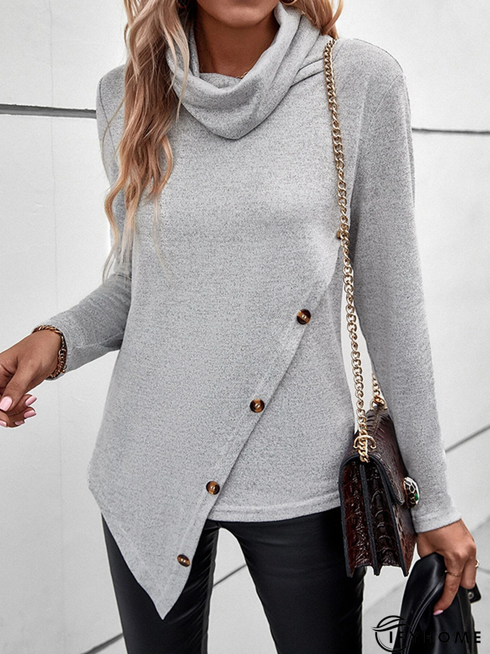 Casual Half Turtleneck Regular Fit Tunic T-Shirt | IFYHOME