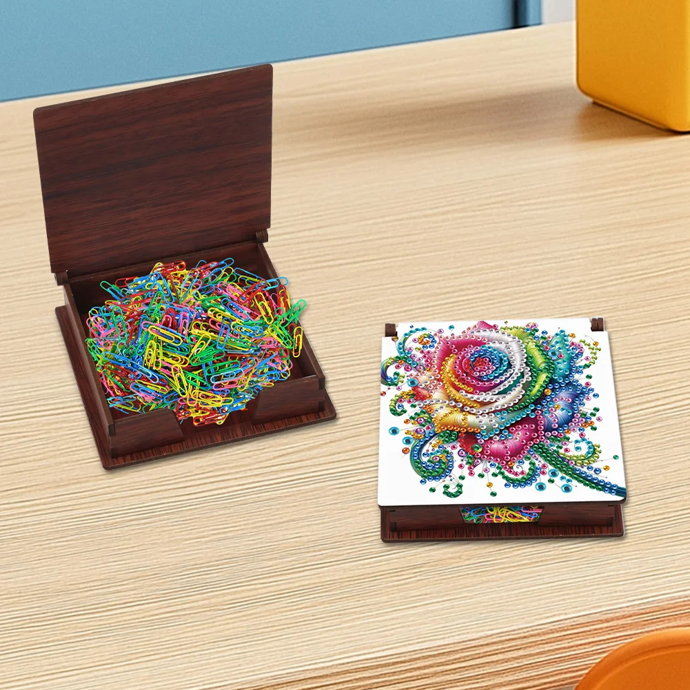 Wood Shining Rose Diamond Painting Memo Pad Holder Mosaic Kit for Home Office