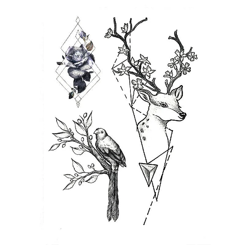 1 Pcs Women Body Chest Art Temporary Tattoo Sticker Big Large Fake Tattoo Sticker Purple Rose Flower Girl Waist Bracelet Tattoos