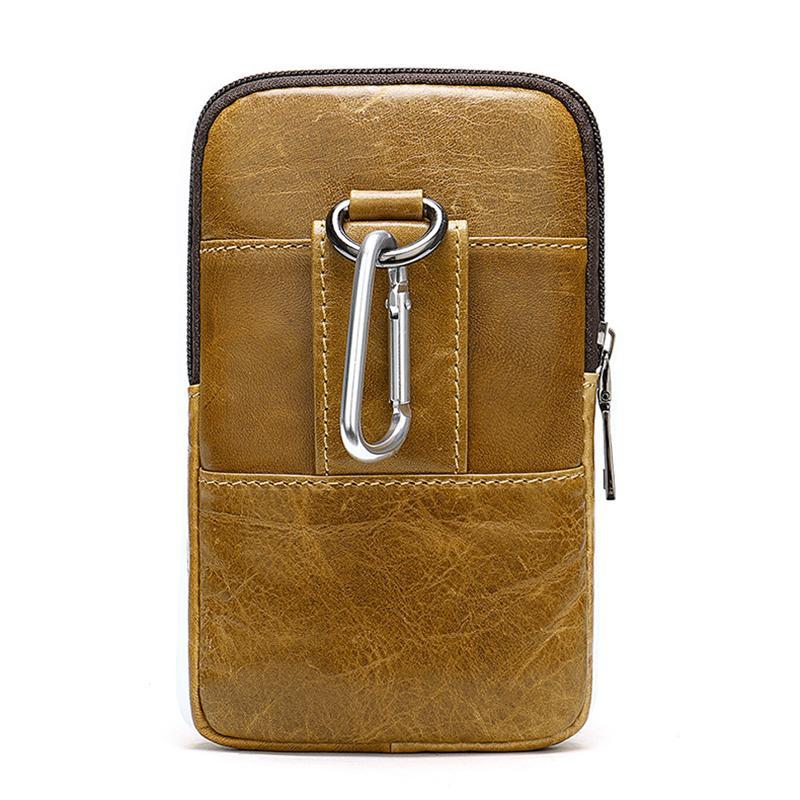 Men's Solid Color Leather Mini Belt Bag