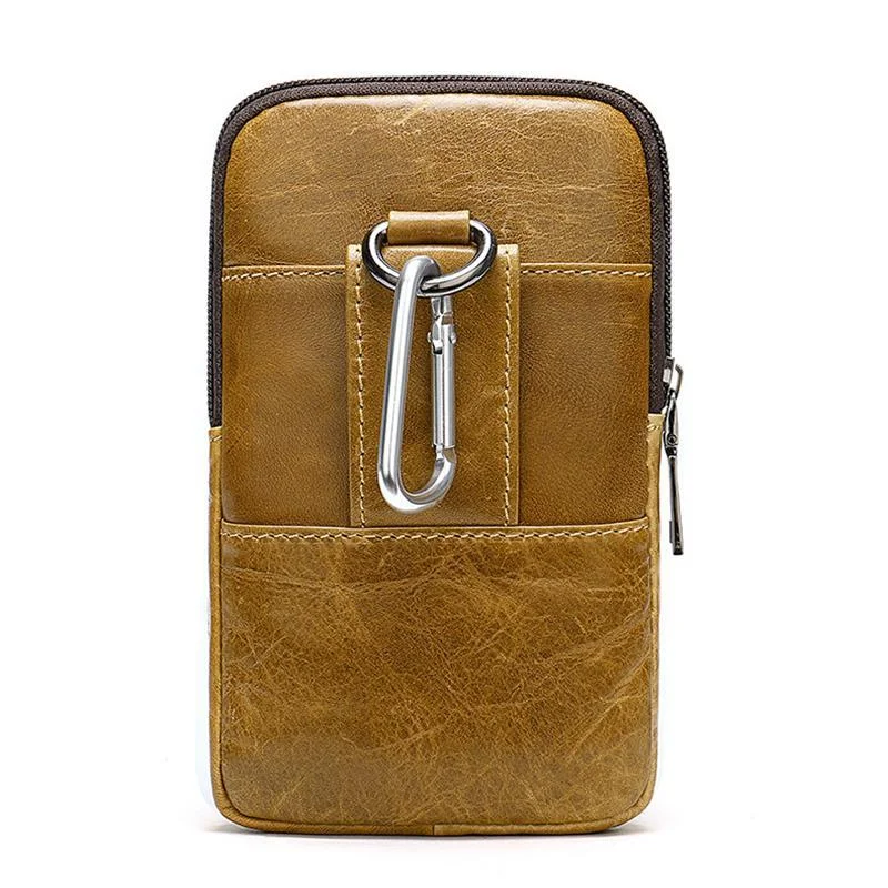 Men's Solid Color Leather Mini Belt Bag