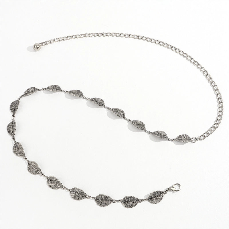 Baroque Style Solid Color Metal Unisex Chain Belts