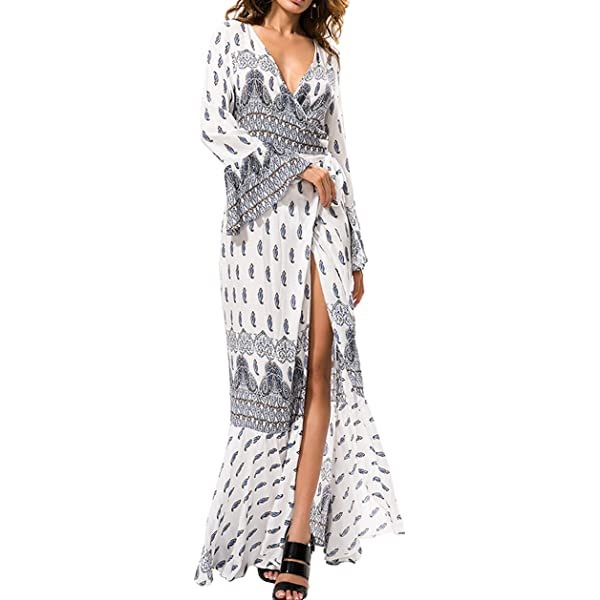 Womens Summer Long Sleeve Cardigan Sexy Maxi Dresses