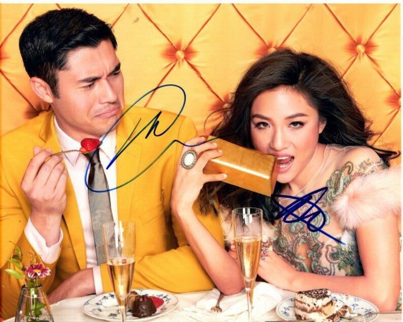 Henry golding and constance wu signed autographed crazy rich asians Photo Poster painting