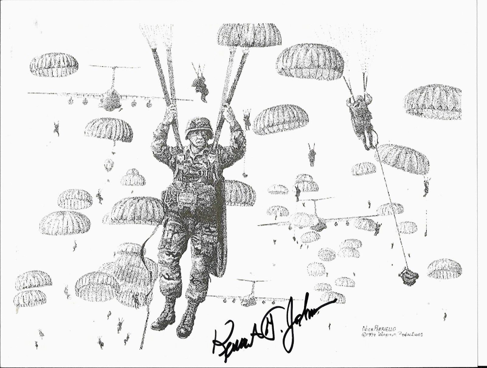 KEN JOHNSON 101ST AIRBORNE 506 PIR,3RD BATTALION D-DAY VETERAN RARE SIGNED Photo Poster painting