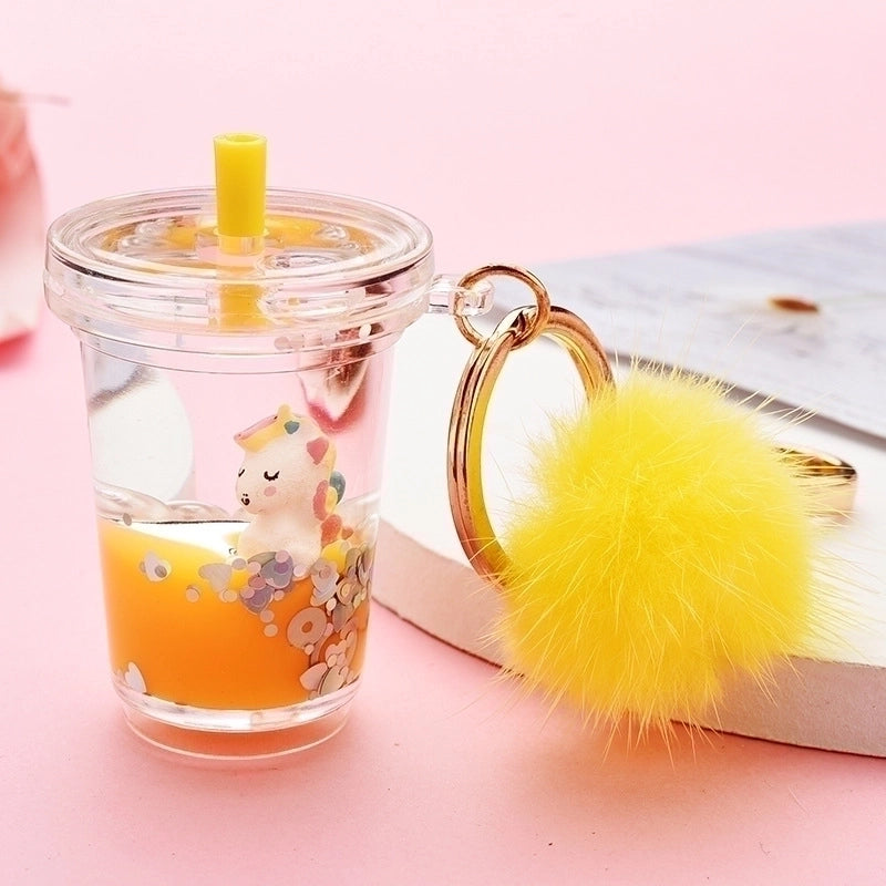 Cartoon Milk Tea Bottle Acrylic Keychain