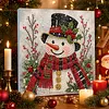 (20x20cm)Red Scarf Snowman Xmas Pearl Painting Art Kits With Inner Frame Pearl Gem Paintings Picture Arts Craft for Adults Beginners Home Wall Decor