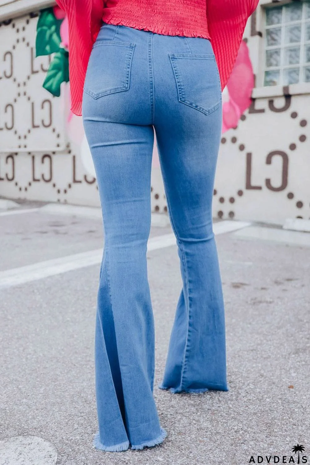 High Waist Flare Jeans with Back Pockets
