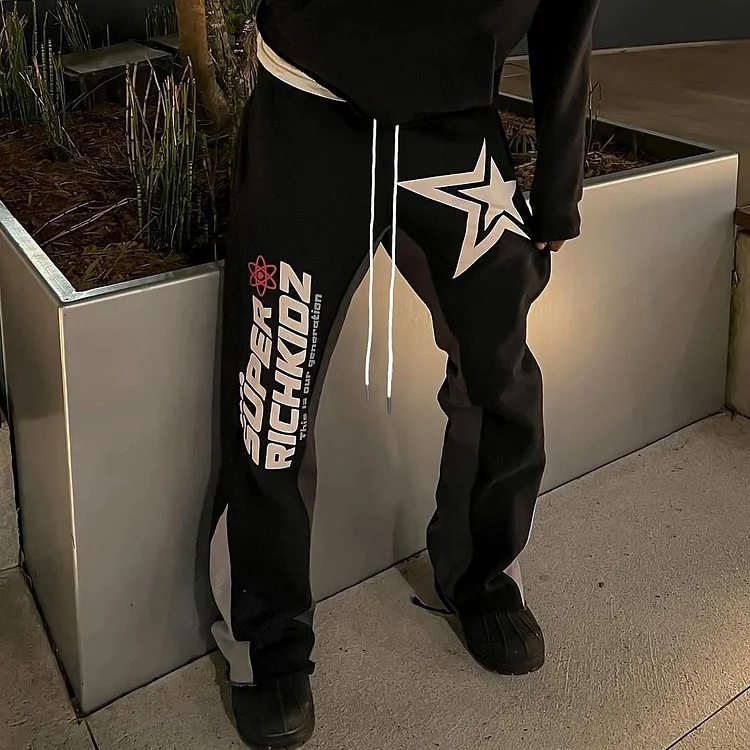 Sopula Y2k Fashion Pentagram Graphic Flared Sweatpants