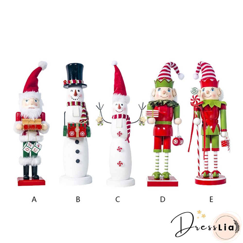 Christmas Wooden Standing Ornaments Cute Cartoon Santa Snowman Elf Nutcracker Doll Figures