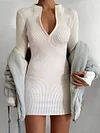 Solid Color Bodycon Long Sleeves Mini Dress